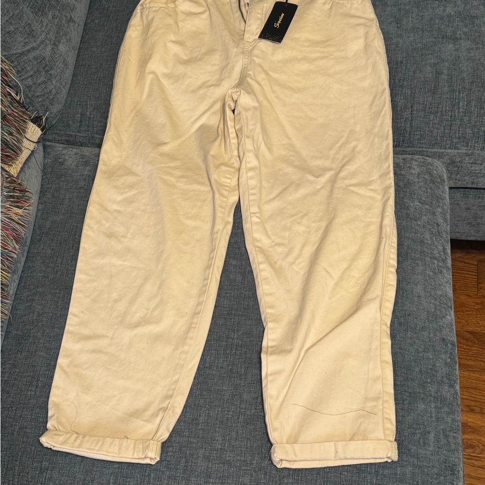 Shinestar Cream Chino Straight-Leg Pants